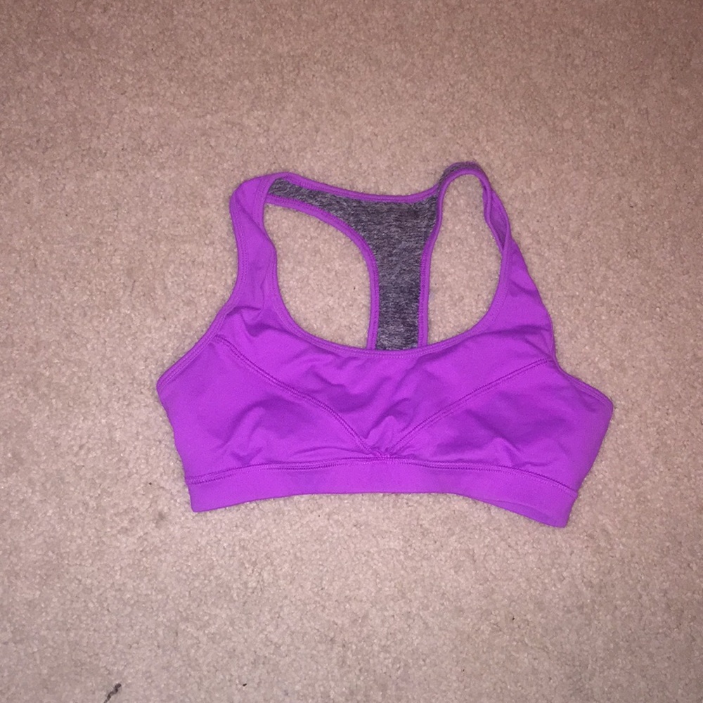 Purple and gray sports bra